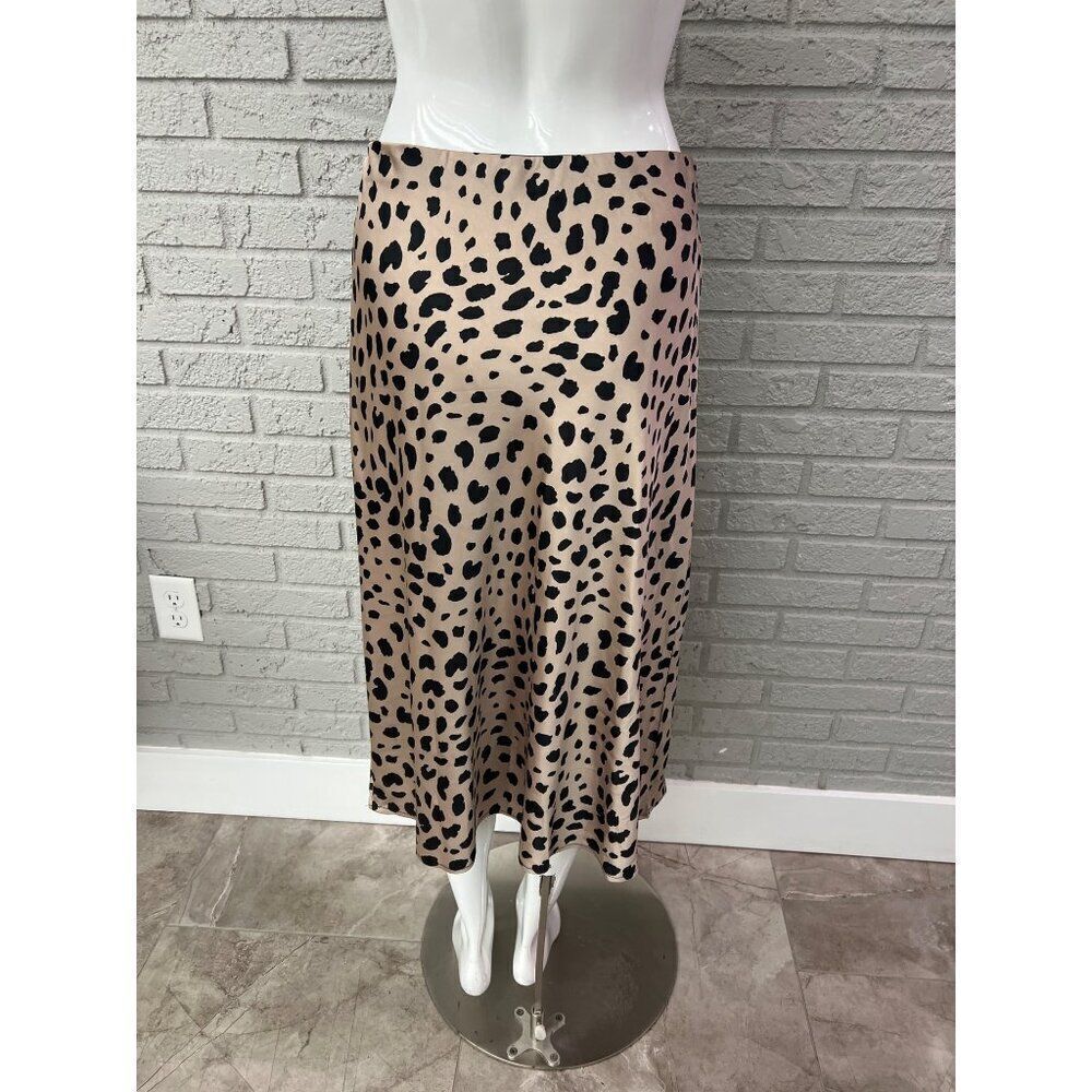 Chic Women Satin Animal Print Midi Skirt Size M - Picture 3 of 7